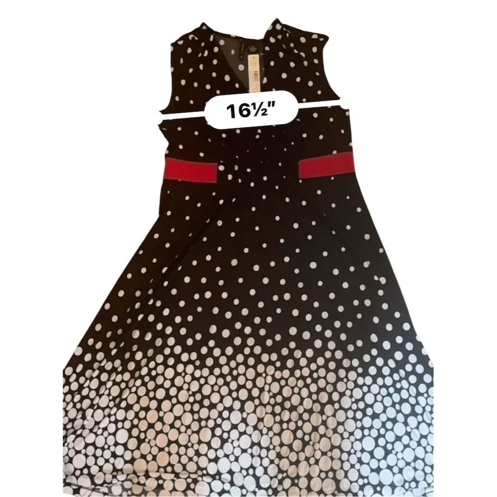 New Directions Women's M Polka Dot Fit & Flare Dress Red Accents - Picture 6 of 8